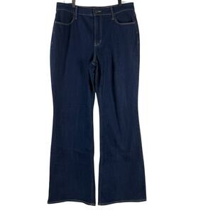 Old Navy Women's High Rise Wow Flare Jeans Dark Wash Cotton Blend Blue 10